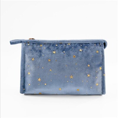 Vrouwelijke Make-Up Tas Neceseries Cosmetische Gevallen Reizen Fluwelen Toiletartikelen Organizer Waterdichte Opslag Wassen Handtassen Sac Maquillage: blue