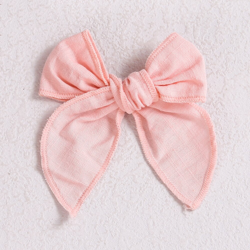 Baby Hair Clips Cotton Hairpin For girls Big Bows Barrettes Infant Linen Side Clips Hair Accessories Cute Hairgrips: 18