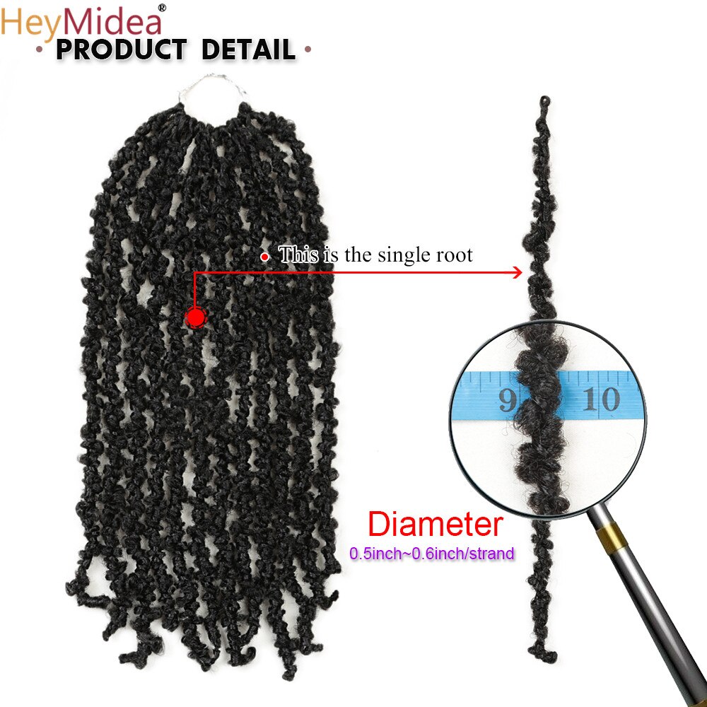 Butterfly Locs Crochet Hair 14Inch Pre Looped Distressed Locs Crochet Braids Hair Extensions Black For Women Heymidea