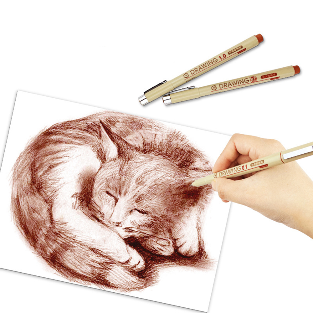 Bausatz 12 Stück braune Fineliner-Marker für Animationszeichnungen, wasserfester brauner Stift mit feiner Spitze