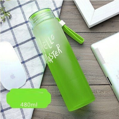 500ml gradient farverige glas frostede farverige kop vandflasker drikke med reb gennemsigtige sportsvandflasker flaske bpa gratis