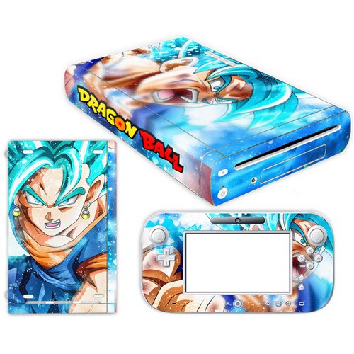 Pegatina de piel de Super Dragon Ball Z Goku para Nintendo Wii U funda de consola con controles remotos para Nintend wii u etiqueta engomada: YS-WIIU-0018