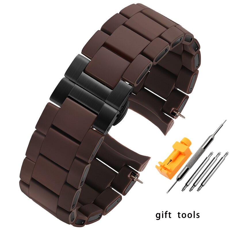 Cinturino in gomma siliconica acciaio in gomma per AR5890 AR5889 AR5858 AR5920 AR5868 AR8023 uomo 23mm donna 20mm cinturino cinturino: brown black buckle / 20mm