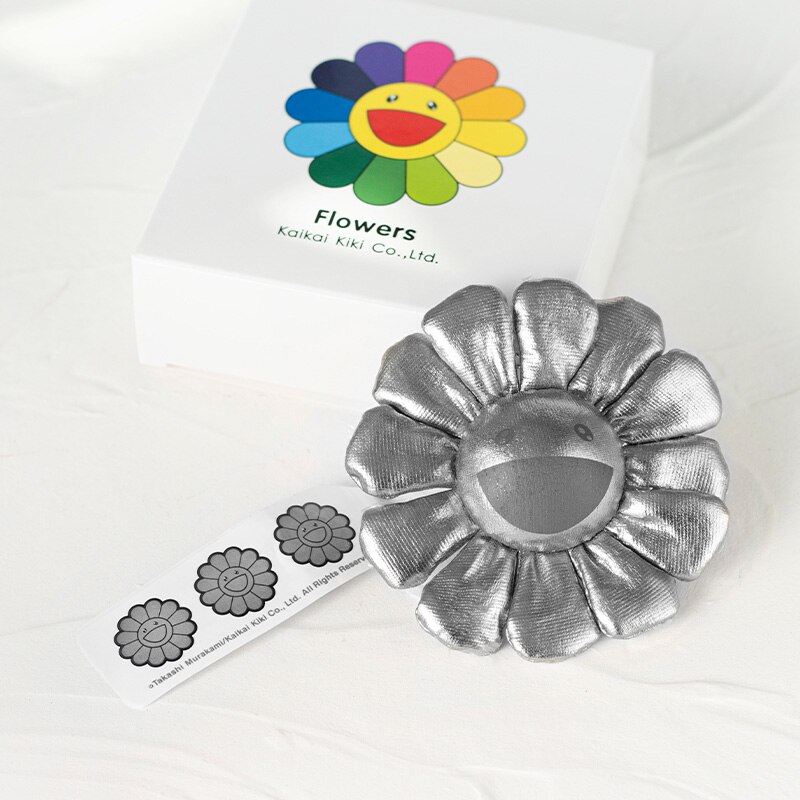 Broche de girasol japonés para Bebé y Niño, flor de arcoíris de peluche, estera de suelo juego, asiento, decoración colorida: Silver