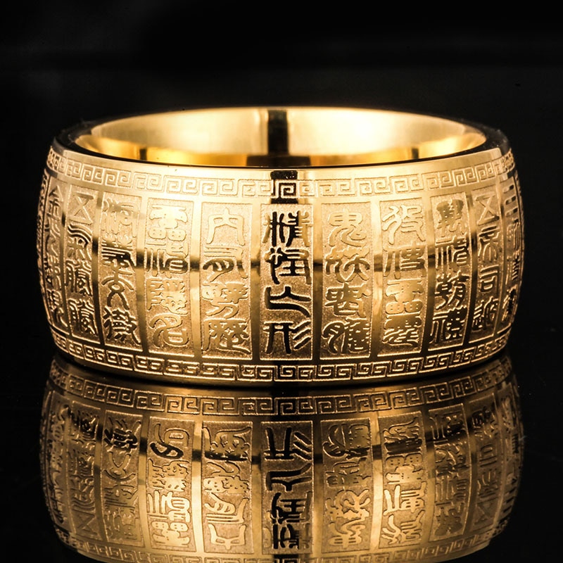 Overnaturlig herre #39 signet bred tommelfingerring udskåret gammel af kinesisk buddha skrift ringe til mænd solomon taoisme ring