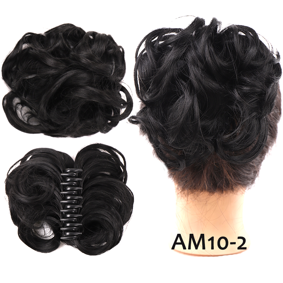 LM chaotisch lockig kurz Kunsthaarverlängerung Chignon Krapfen Rolle Brötchen Perücke Klaue Clip in Haarteil für Frauen