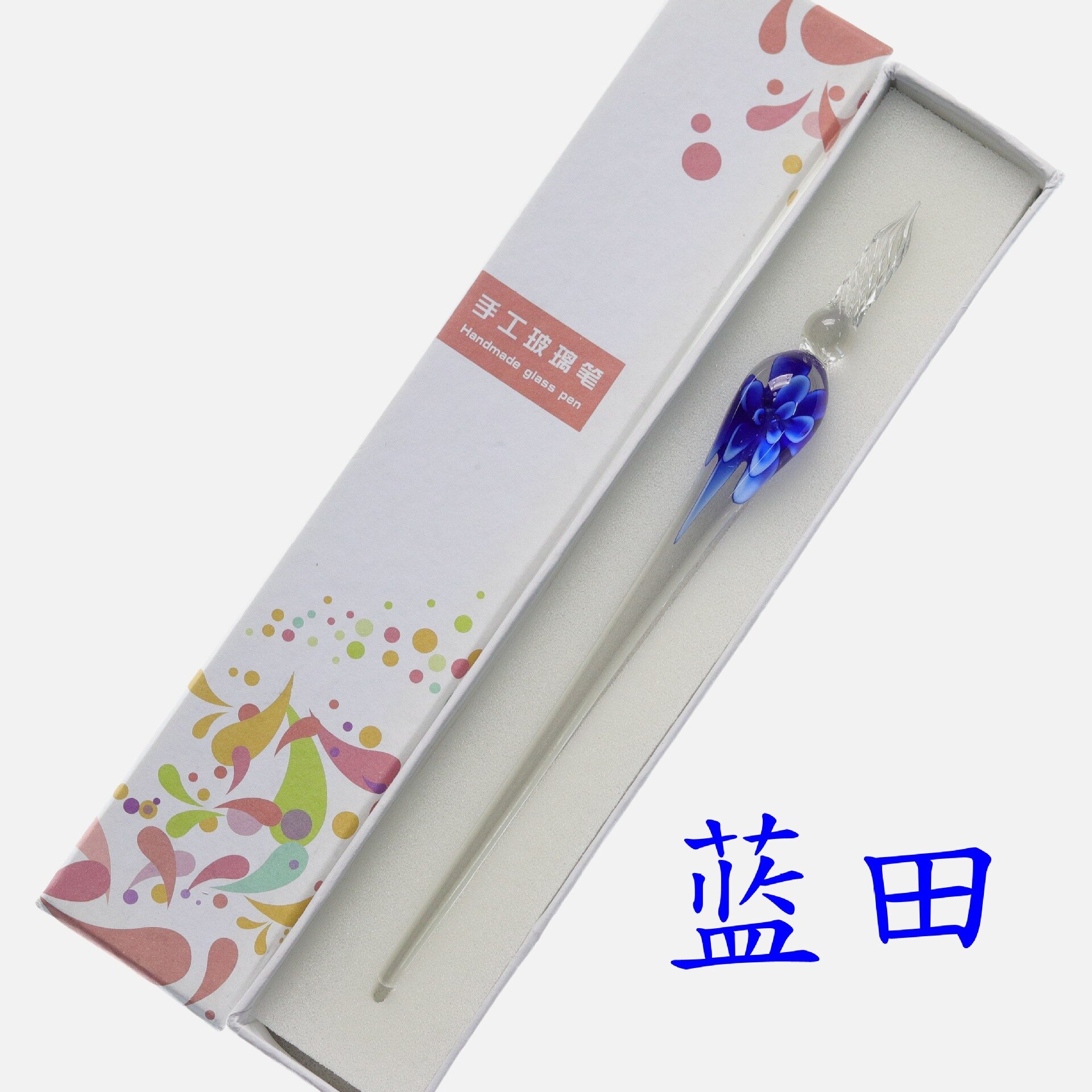 Jugal håndlavet lampwork glas pen blomst mønster gennemsigtig fyldepen guld pastel blæk signatur pen: Enkelt d