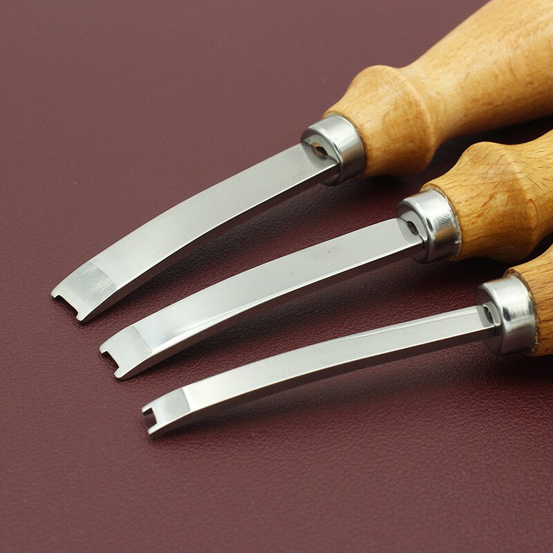 Leather Edge Skiving Beveler Tool 3 Size 8mm 6mm 4mm DIY Skiving Beveling Knife Kit Cutting Trimming Tools with Wood Handle Set