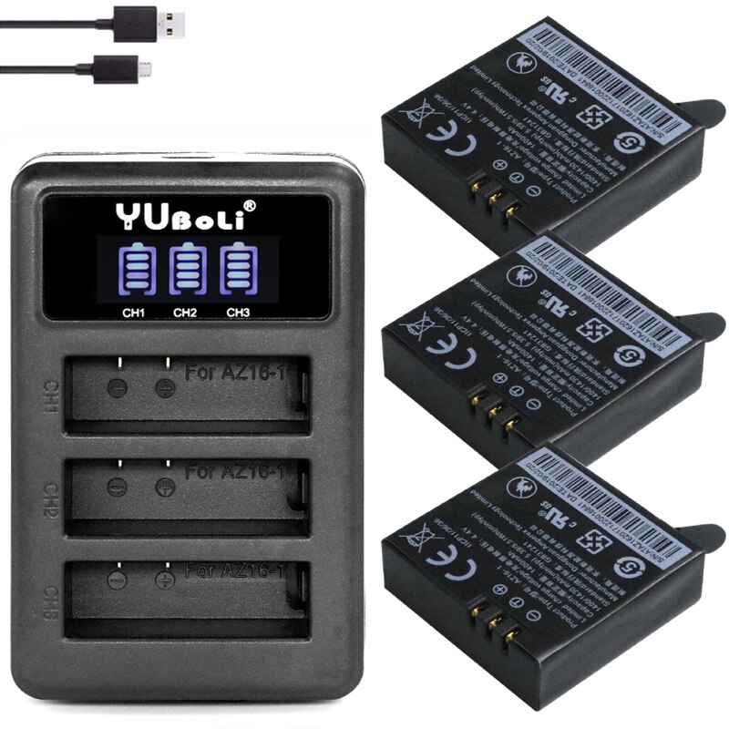 1400mAh Xiaomi Yi Batteries +3 ways USB Charger for yi Xiaomi Yi Action Camera International Version camera: charger and 3battery