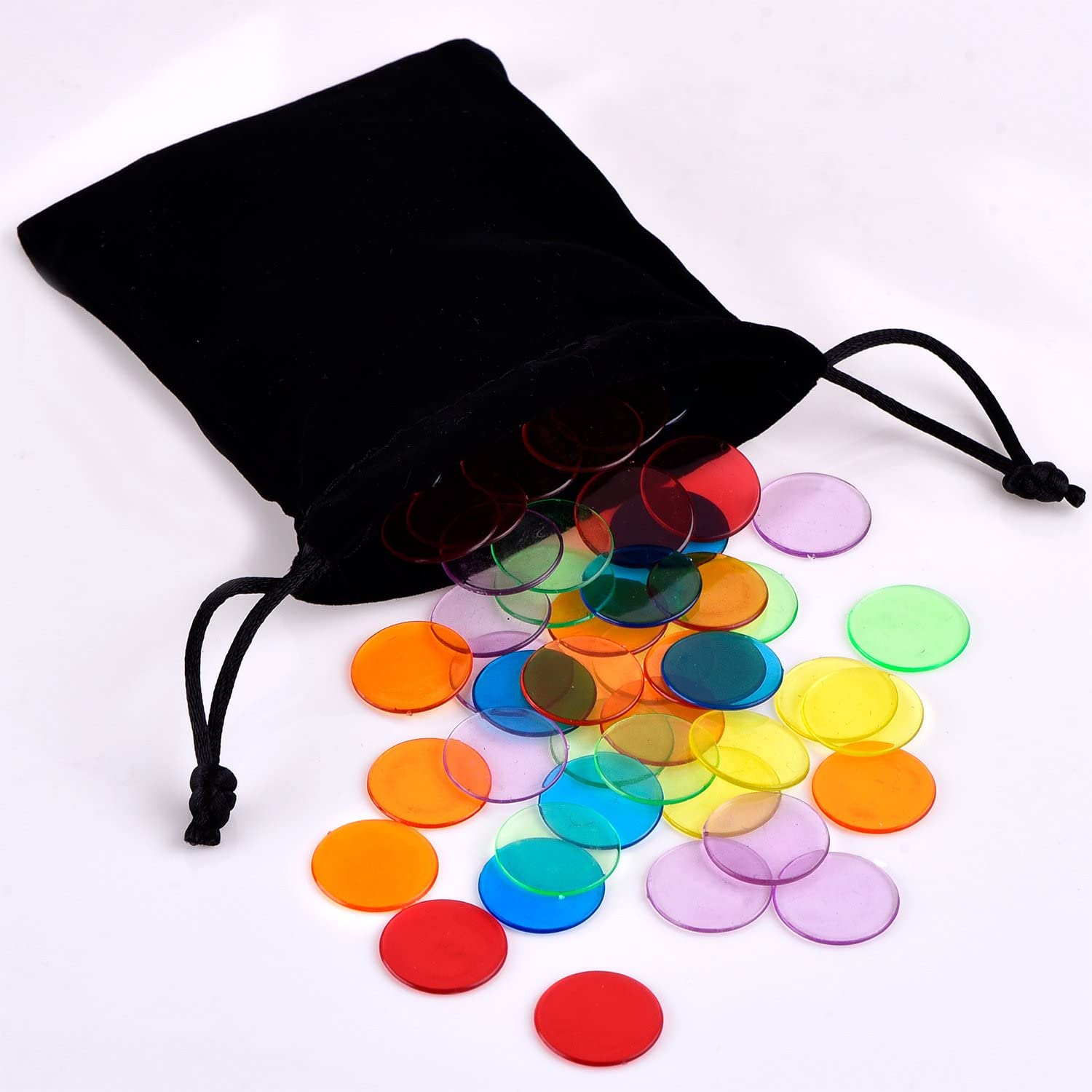 120 stykker gennemsigtige farvetællere tæller bingo chips plastmarkører med opbevaringspose (flerfarvet)