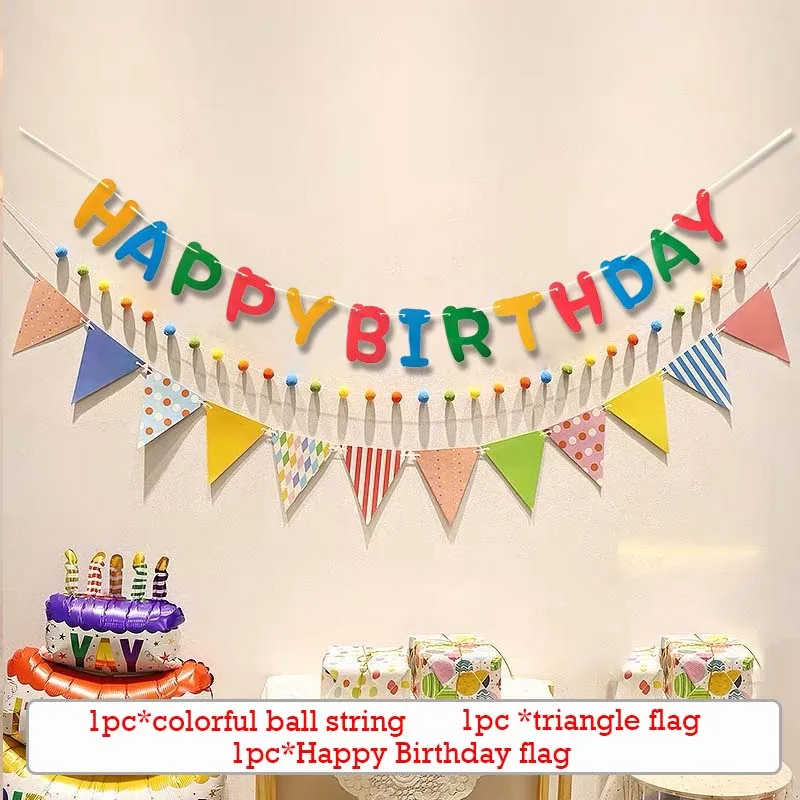 Grattis på födelsedagen banner set färgglatt papper hängande flagga födelsedagstema festdekorationer pojkar flickor babyshowerdekor foto rekvisita: Mörk khaki