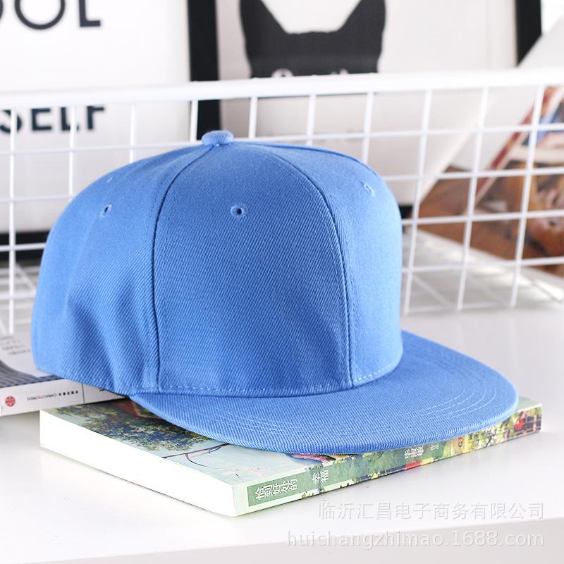 Solidna czapka w stylu Hip-Hop dla mężczyzn czapka typu Snapback damskie czapki baseballowe regulowane płaskie rondo Bill zwykłe daszki chłopcy i dziewczęta taniec uliczny: BŁĘKITNA