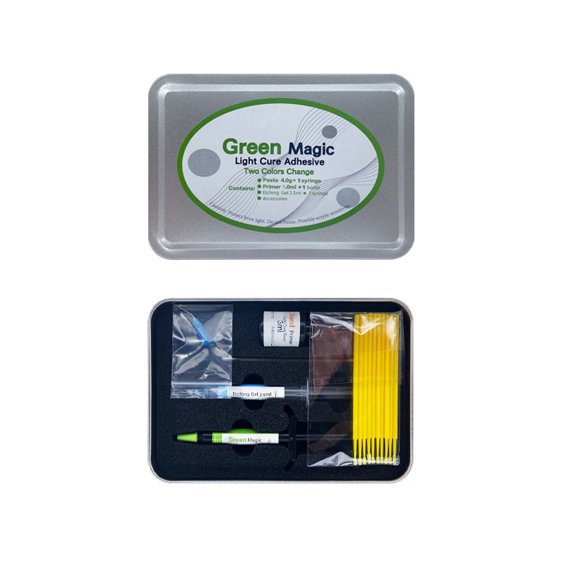 Adhesivo de ortodoncia Dental, Kit de pegamento de curado automático/ligero para soportes de ortodoncia, pegamento azul, sistema de unión directa de odontología