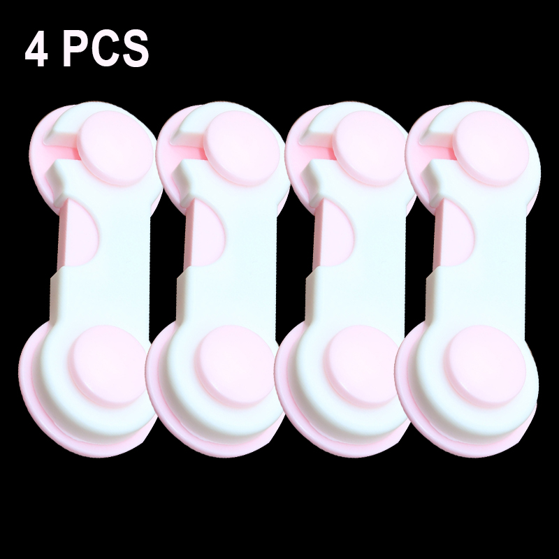 4 Stks/partij Multifunctionele Kind Baby Veiligheid Lock Kast Kastdeur Lade Veiligheid Sloten Kinderen Veiligheid Protector: pinkWhite