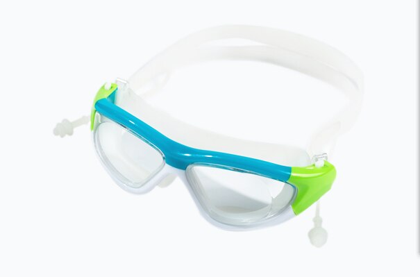 Zwembril met oordopjes anti-condens duikbril heren dames uv-bescherming zwembril duikbril: Blauw en groen