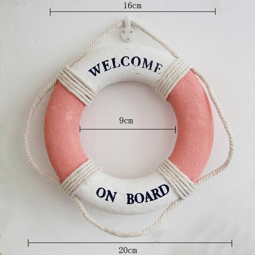 Welcome Wall ornament Life Buoy Foam Aboard Nautical Life Lifebuoy Ring Boat Wall Hanging Mediterranean Style Home Decor: 20cm C