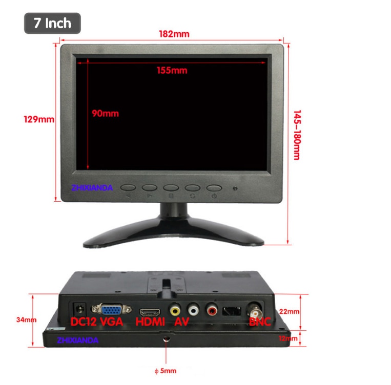 7 inch LCD monitor wide screen HD Monitor LCD BNC video monitor