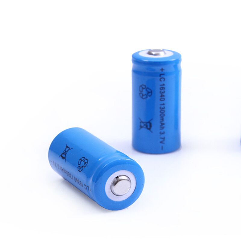 Batería recargable de iones de litio de 1300mAh, 3,7 V, 16340 baterías CR123A para linterna LED, cargador de pared de viaje para batería 16340 CR123A