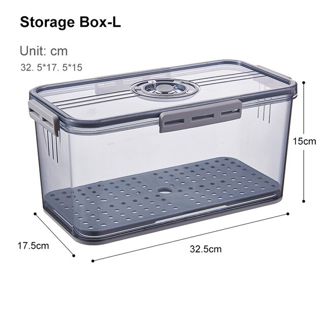 Organizador para nevera, contenedor de almacenamiento con tapa de la Caja, despensa de alimentos gruesa, herramientas, 1 Uds.: Storage Box-L-G