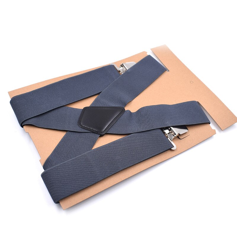 Tirantes de 5cm para hombre, pantalones de motorista de alta resistencia, elásticos, 4 Clips, MX8: Gris oscuro