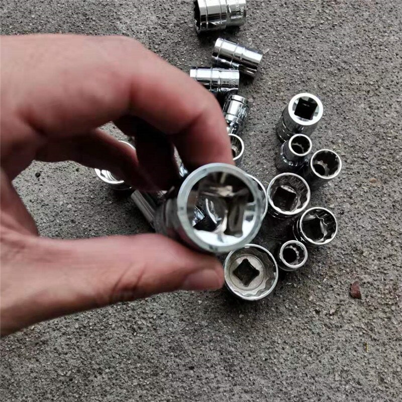 1/2" 12-point Socket Bit Ratchet Wrench 12pt Square Drive Mirror Socket 12 Angles Plum Blossom Sleeve Hand Tool Kit 8-32mm