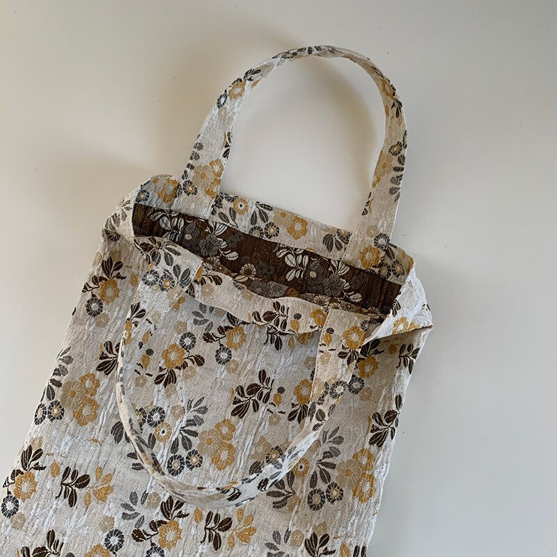 Vintage Doek Vrouwen Kleine Handtassen Jacquard Stof Dames Mini Handvat Tote Tas Mode Bloem Vrouwelijke Evening Clutch Purse
