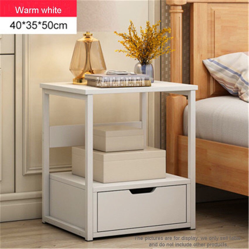P50A Nordic Simple And Modern Bedside Table Storage Locker Home Bedroom Multifunctional Bedside Storage Locker Simple Cabinet: Warm white