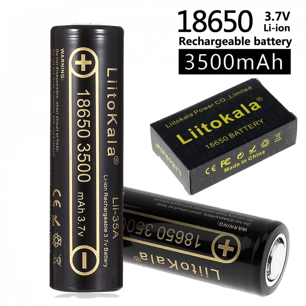 LiitoKala – batterie Lithium-ion Rechargeable, Lii-35A, 18650, 3500mAh, 3.7V, 10a, forte consommation, pour éclairage clignotant, Original