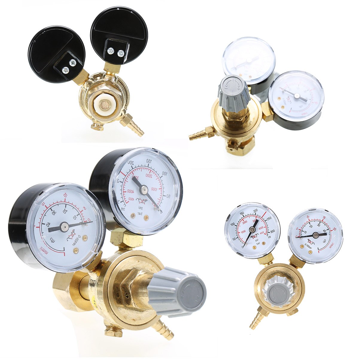 Koper Druk Aanpassing Reducer Argon CO2 Gauge Mig Regulator Flow Meter Regelklep Dual Gauge Lassen Regulator