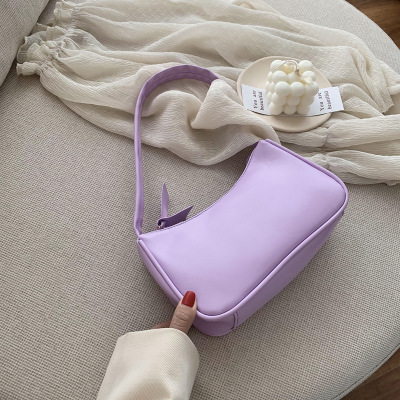 Vintage rétro fourre-tout sacs pour femmes sac à main en cuir souple femme petit sac subaxillaire décontracté rétro Mini sac à bandoulière: purple