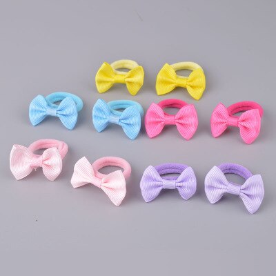 10 sztuk łuki gumka robić włosów piękny elastyczny gumowy sznur kropki nakrycia głowy dla dziewczynek śliczne opaska robić włosów kucyk ozdoby akcesoria dla dzieci: F