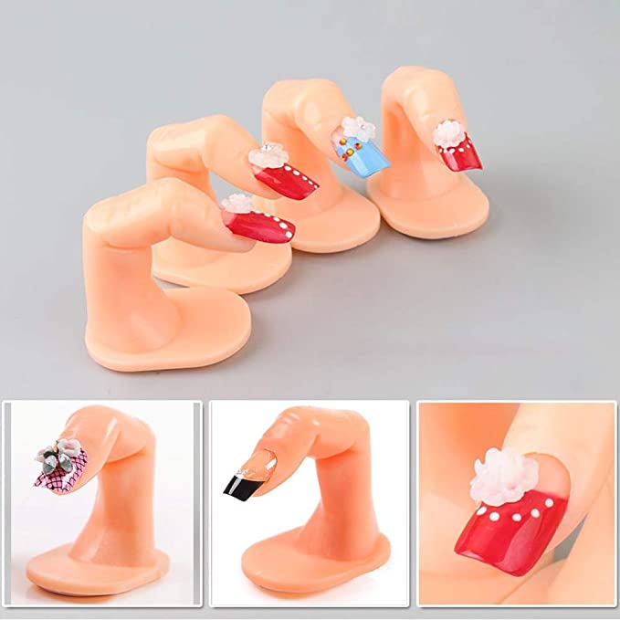 2 stk praksis finger nail art praksis finger plast fingre med negle til hånd nail art træning display dekorationsværktøjer