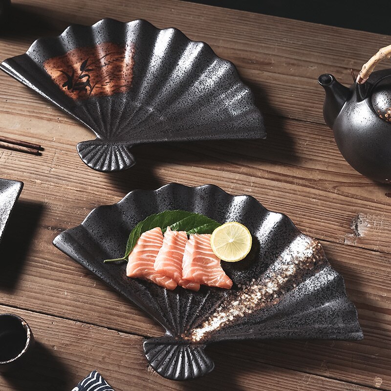 Neuheit Japanischen Sector Platte Steak Westlichen Lebensmittel Platte Keramik Platte Haushalt Porzellan Platte Geschirr Schüsseln Und Platten
