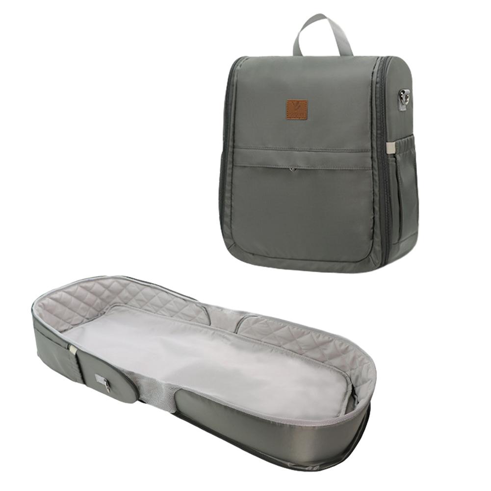 Opvouwbare Baby Bed Grote Capaciteit Lounger Baby Cot Pasgeboren Veranderende Station Zetel Tummy Tijd Kwekerij Crib Voor Outdoor Reizen: Gray