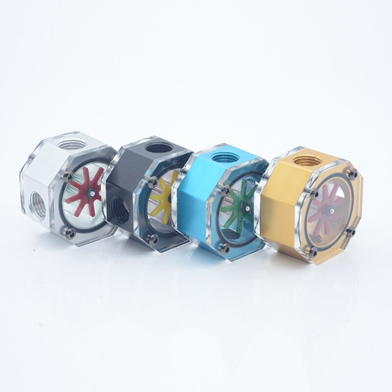 PC Acrylic Aluminum Octagonal Flow Meter Water Tank Liquid Water Cooling Cooler