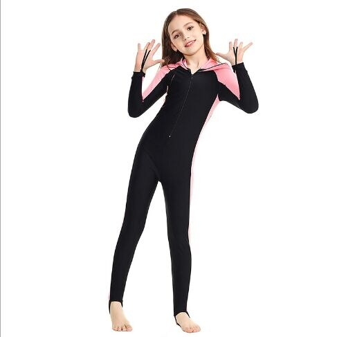 Sbart Nylon Lange Mouwen Kids Wetsuits Duiken Pakken Voor Jongens/Meisjes Kinderen Rash Guards Een Stukken Surfen Zwemmen Snorkel kinderen: Roze / Xl