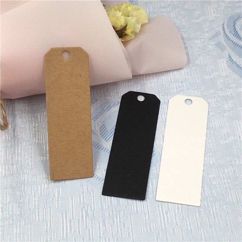 200 Pcs Kraft Wit Zwart Bruin Kartonnen Blank Tag Handgemaakte DIY Hang Hoofd Etiketten Verjaardag Bruiloft Kaart Papier tags