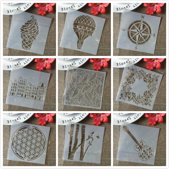 Plantillas de capas DIY, hoja de árbol, Ginkgo Bud, álbum de recortes de pintura, plantilla decorativa para colorear, álbum en relieve, 13cm, 8 piezas por juego: Amarillo claro