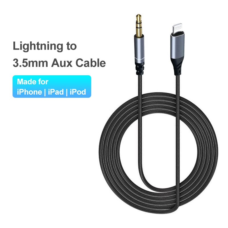 Lightning  to 3.5mm- jack aux-kabel 8- pins til aux 3.5mm hodetelefonadapter lydkabelkontakt splitter for iphone bilhøyttaler