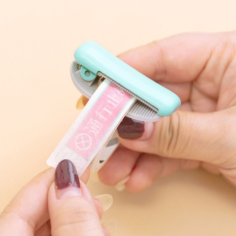 Mini selvklebende washi papir tape dispenser kutter kawaii bærbar skoletilbehør