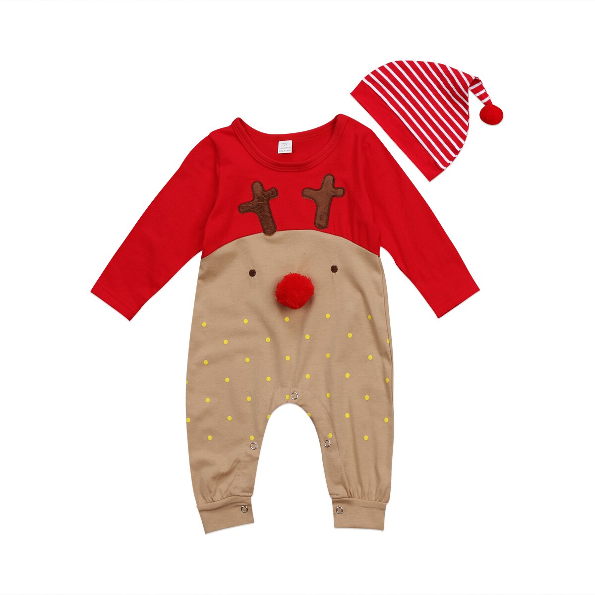 Pudcoco 2 Stuks Pasgeboren Baby Jongens Meisje Kerst Rompertjes Lange Mouwen Herten Romper Jumpsuit Hoed Nachtkleding Party Kostuum Babykleertjes: 24M