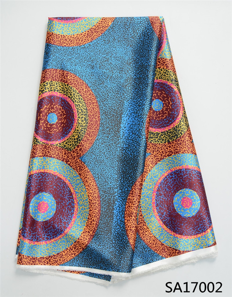 Fashionable Digital print satin fabric lovely pattern nigerian real satin silk fabric for garment SA17018