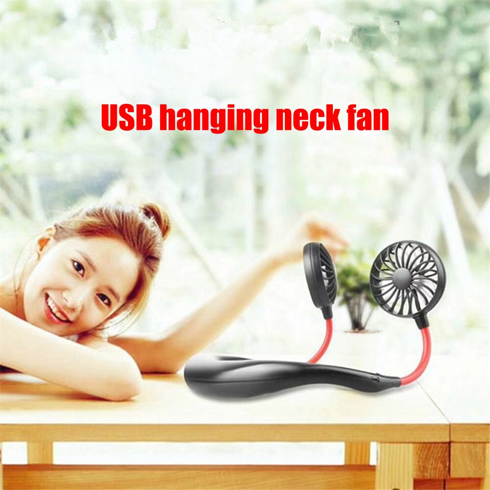 Neck Band Fan Portable Mini Double Wind Head Neckband Fan with USB Rechargeable Air Cooler link