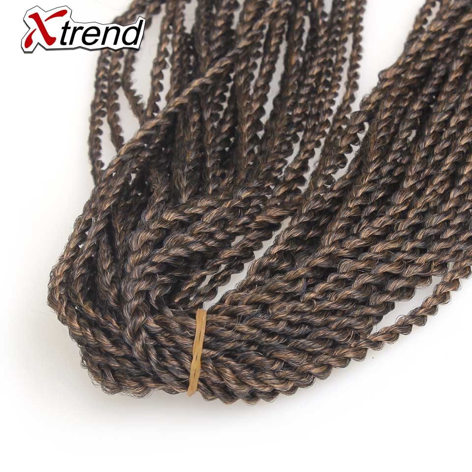 Xtrend senegalés giro Crochet trenza sintética extensiones de cabello 16 pulgadas 60 hilos por paquete Ombre negro marrón giros trenzas