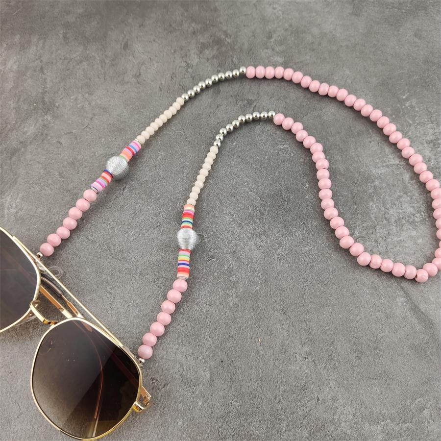 Chaînes de lunettes en perles de bois Boho, avec boule argentée, lunettes de soleil en métal, lunettes de lecture, porte-cordon, sangle de cou