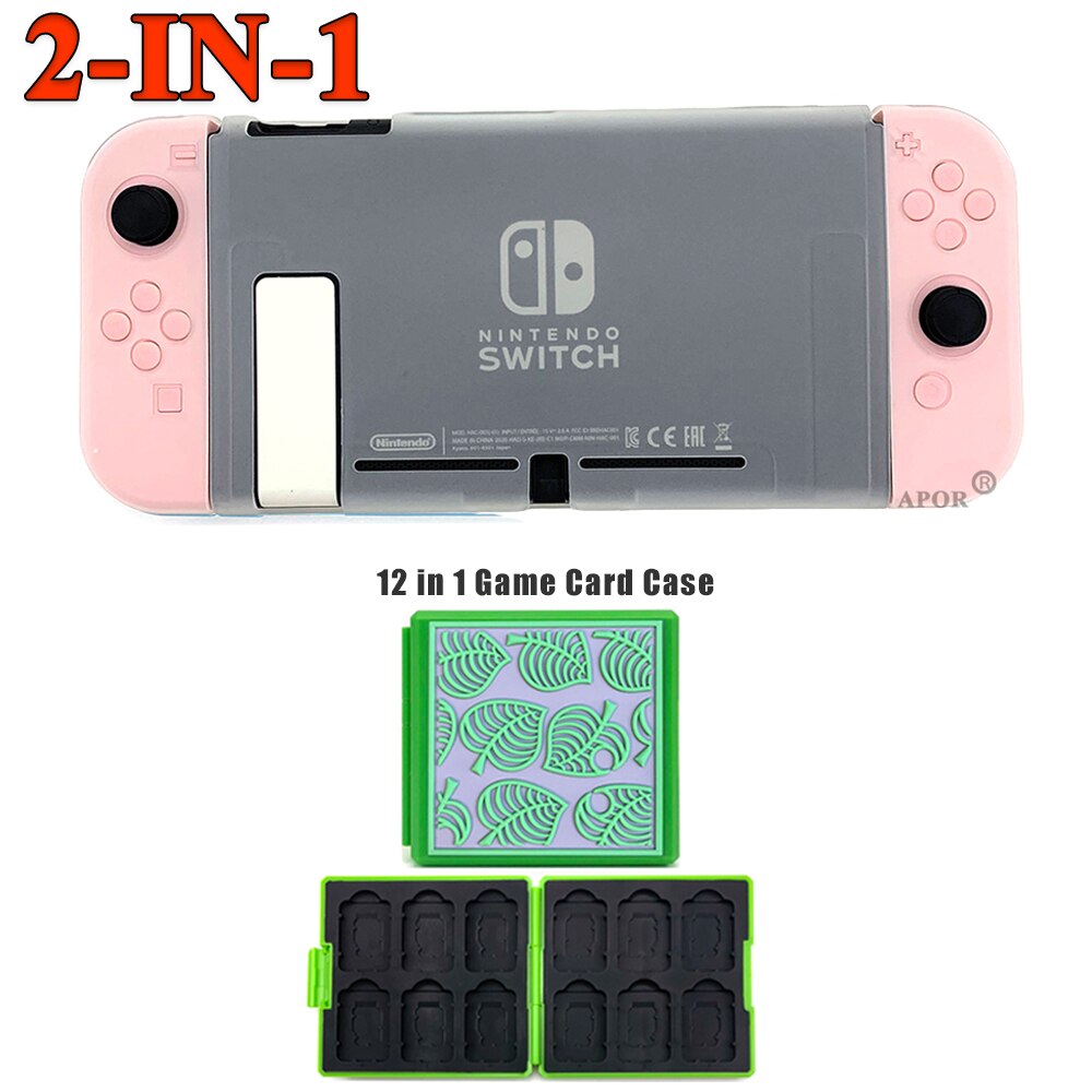 2 in 1 per accessori nintendo Switch custodie carine Cover completa Shell Joy-Con Controller Shell custodia rigida in TPU custodia per carte da gioco: Clear 2 in1