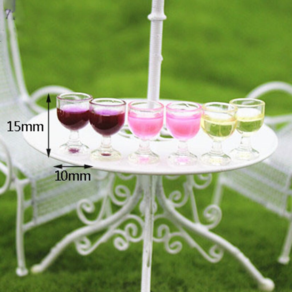 Set of 10 Pieces 1/12 Scale Wine Glasses Champagne Cups Goblet Model Foods Groceries for Dolls House Accessories