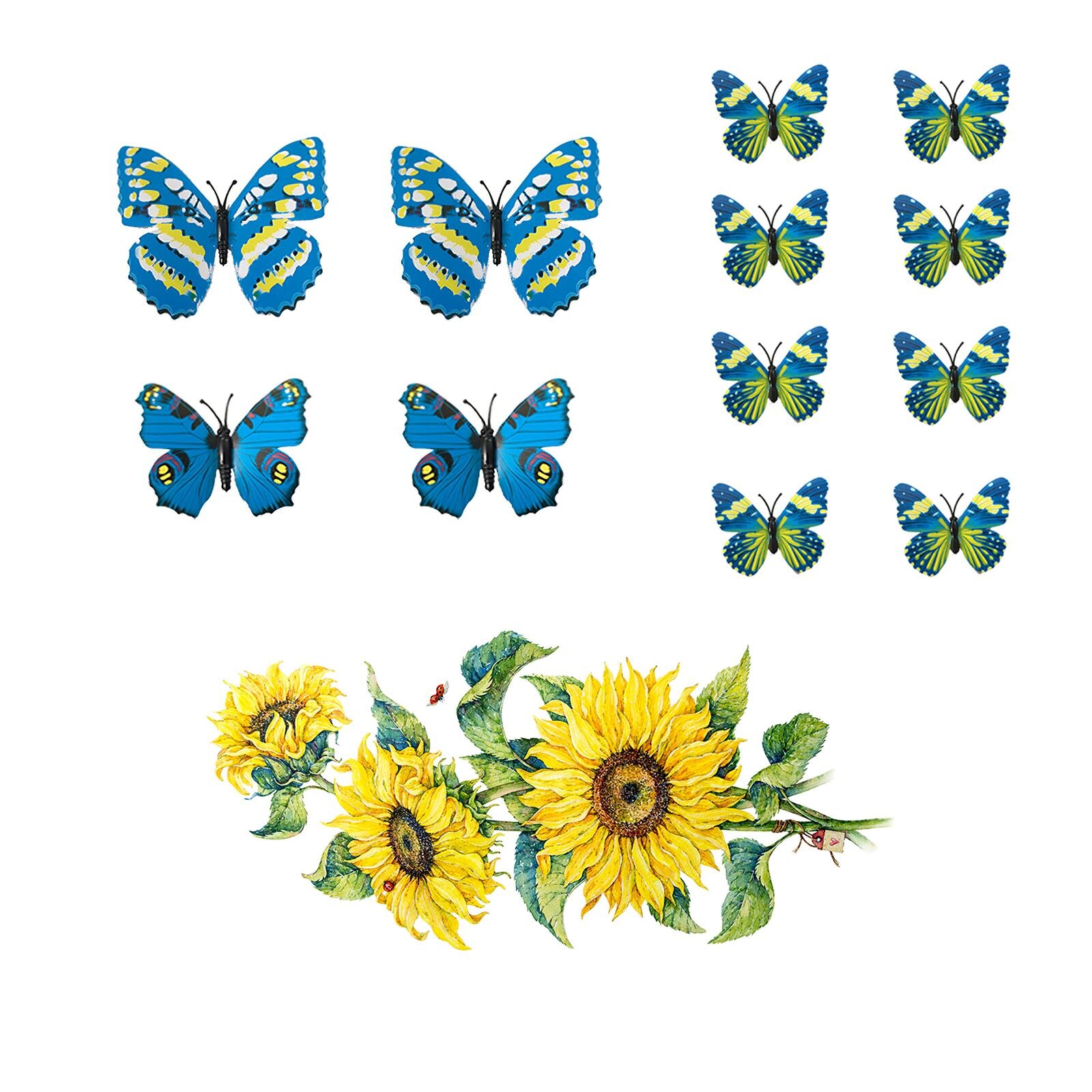 Waterdichte 3D Zonnebloem Auto Sticker Vinyl Pvc Sticker Voor Huis Kamer Muur Raam Deur Koelkast Keuken Home Decor: D