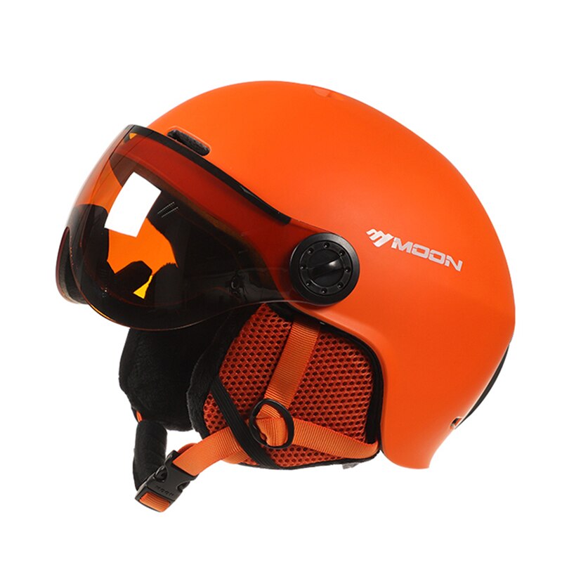 Måne beskyttelsesbriller skihjelm integreret støbt pc + eps flerfarvet skihjelm udendørs sport ski snowboard skateboard hjelme