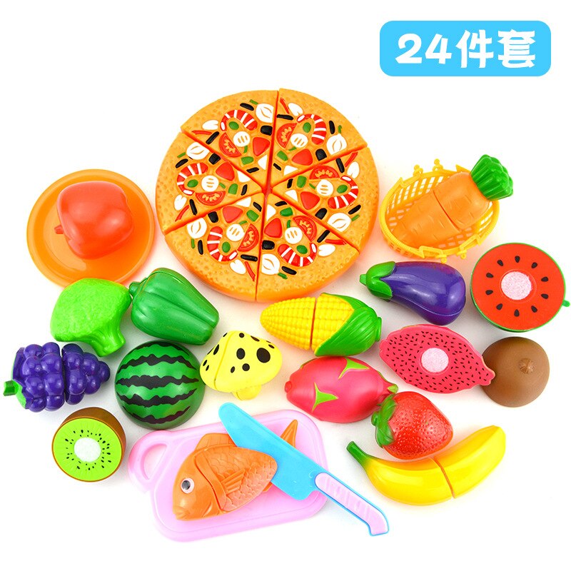 23Pcs/Set Children Play House Toy Cutting Fruit Vegetable Food Pretend Play House Toys for Children Kids Educational Toys: 24Pcs Pizza